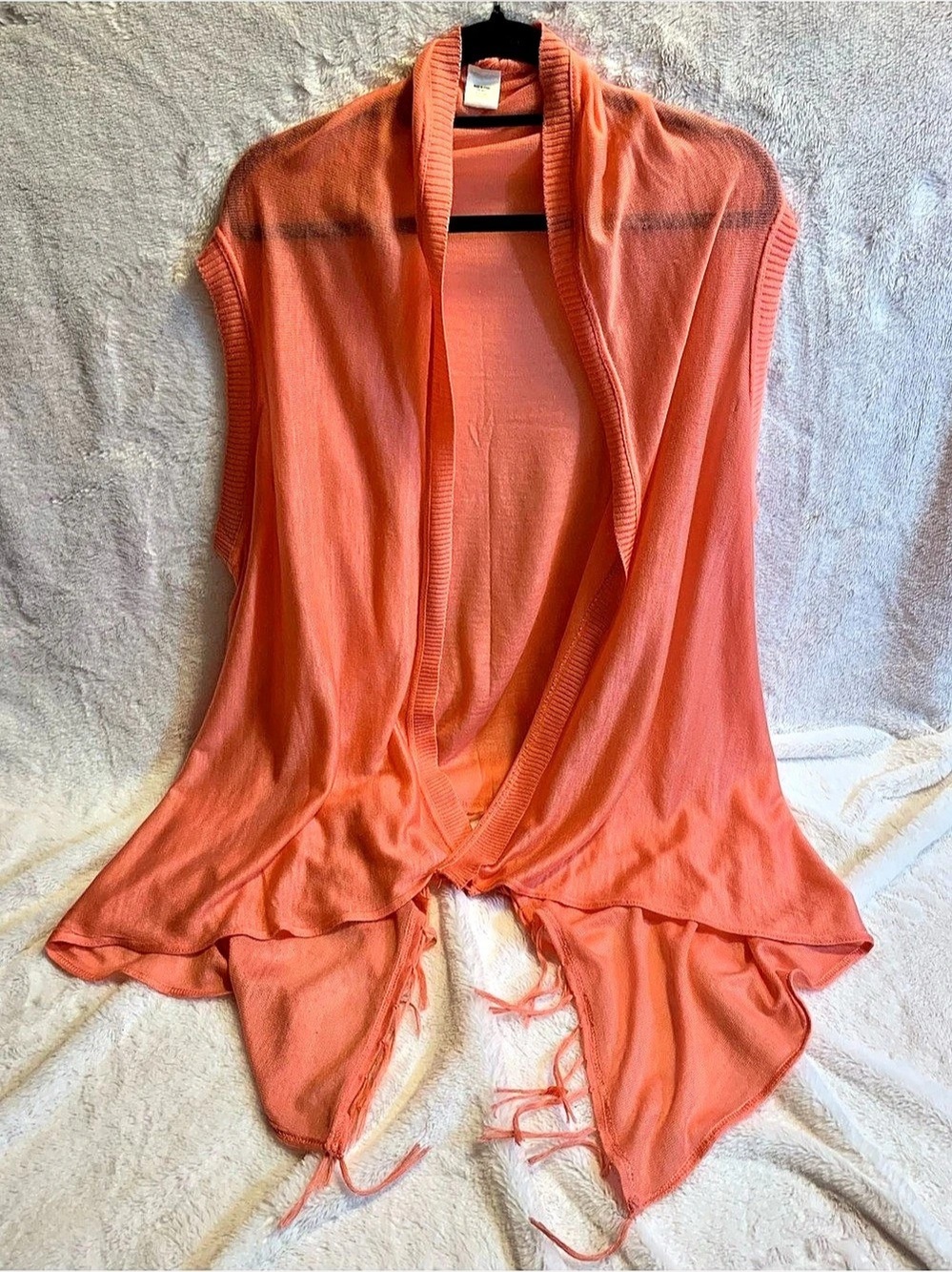 Sleeveless Open-Front Waterfall Cardigan Vest